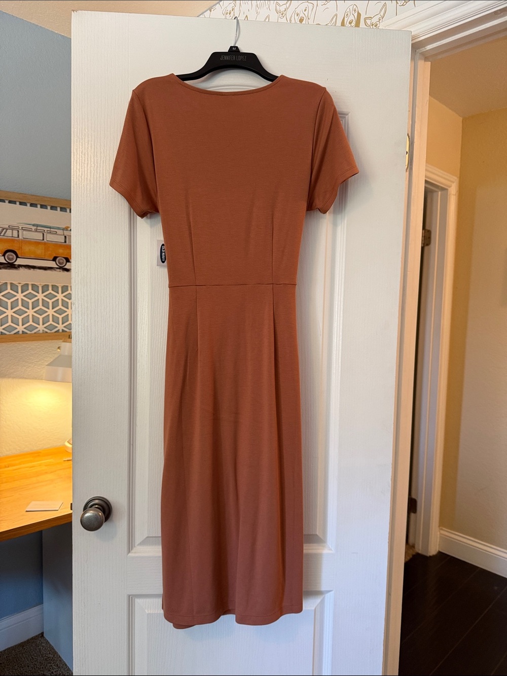 Old Navy Rust Midi Dress with Tie Waist - Picture 5 of 6